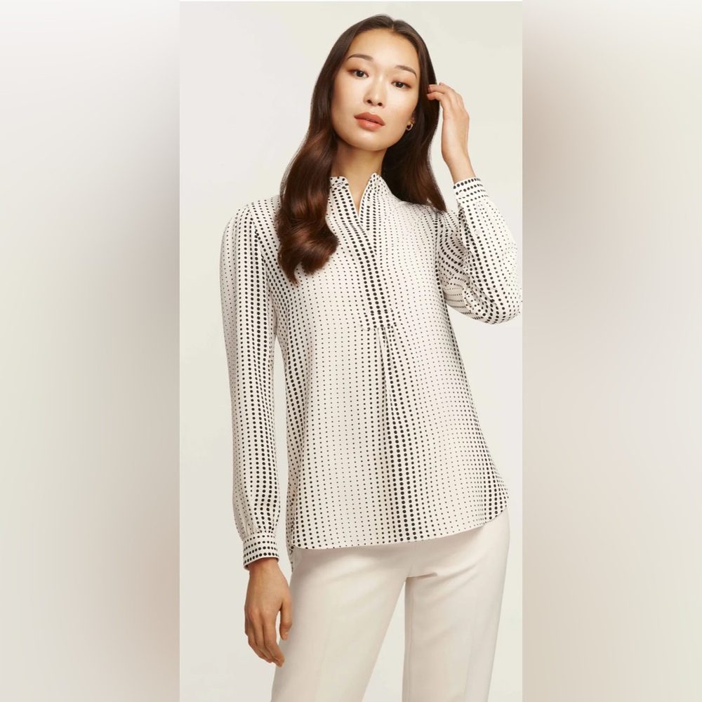Anne Klein Florentine Dot Print Poet Blouse
